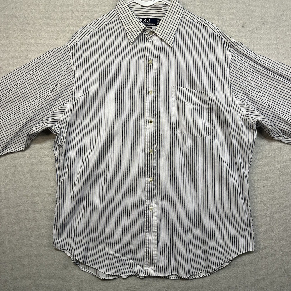 Polo By Ralph Lauren Andrew Men's 17.5 34/35 Striped Long Sleeve Button Up